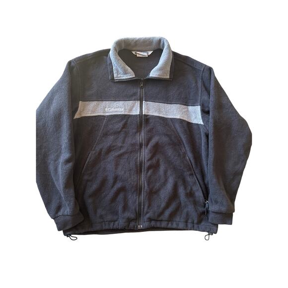Vintage Columbia Core Black Silver M Fleece Full Zip Jacket - Picture 1 of 7